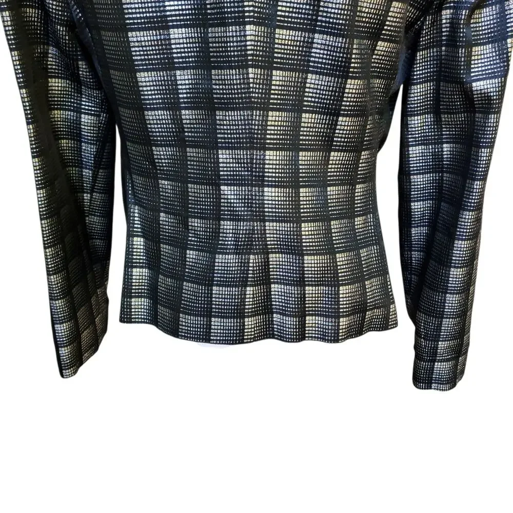 Christian Dior 80s 90s Blazer Jacket Power Money Cropped Disco Black Metallic 8